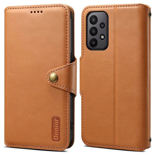 DENIOR For Samsung Galaxy A23 4G / A23 5G (Global Version) Leather Case Cowhide Texture Wallet Cover
