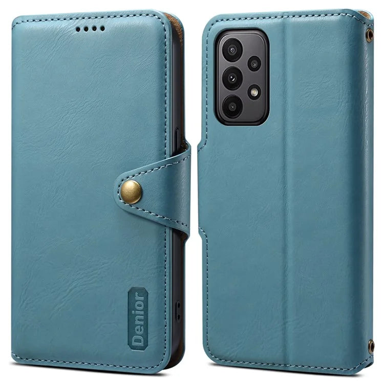 DENIOR For Samsung Galaxy A23 4G / A23 5G (Global Version) Leather Case Cowhide Texture Wallet Cover