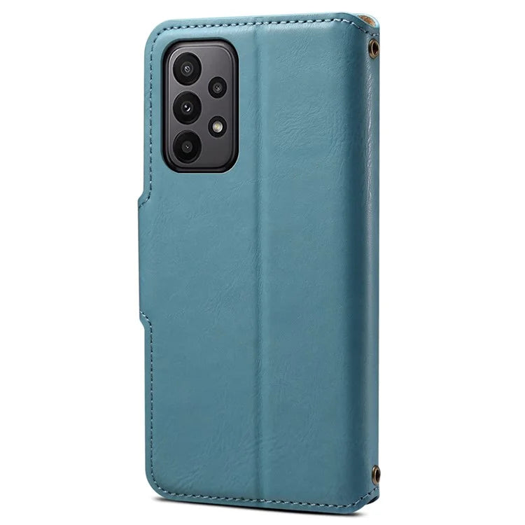DENIOR For Samsung Galaxy A23 4G / A23 5G (Global Version) Leather Case Cowhide Texture Wallet Cover