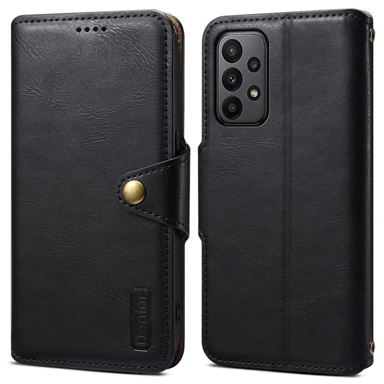 DENIOR For Samsung Galaxy A23 4G / A23 5G (Global Version) Leather Case Cowhide Texture Wallet Cover
