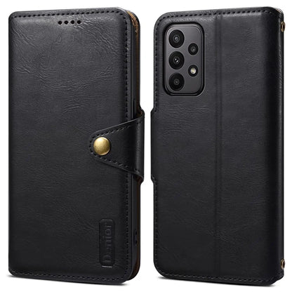DENIOR For Samsung Galaxy A23 4G / A23 5G (Global Version) Leather Case Cowhide Texture Wallet Cover