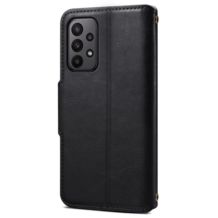 DENIOR For Samsung Galaxy A23 4G / A23 5G (Global Version) Leather Case Cowhide Texture Wallet Cover