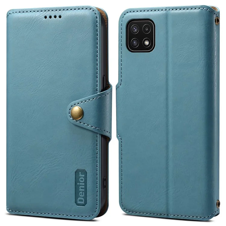 DENIOR For Samsung Galaxy A22 5G (EU Version) Wallet Case Stand Leather Phone Cover