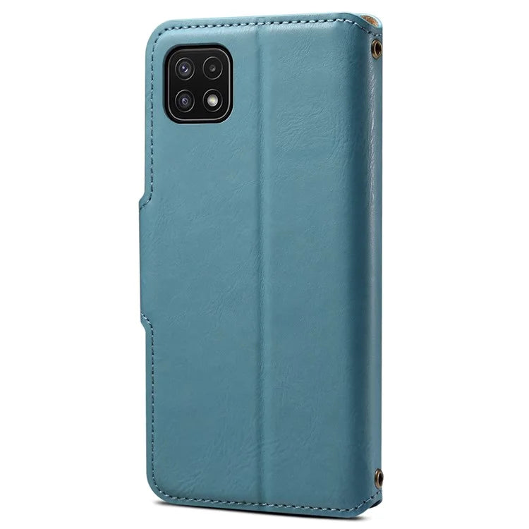 DENIOR For Samsung Galaxy A22 5G (EU Version) Wallet Case Stand Leather Phone Cover