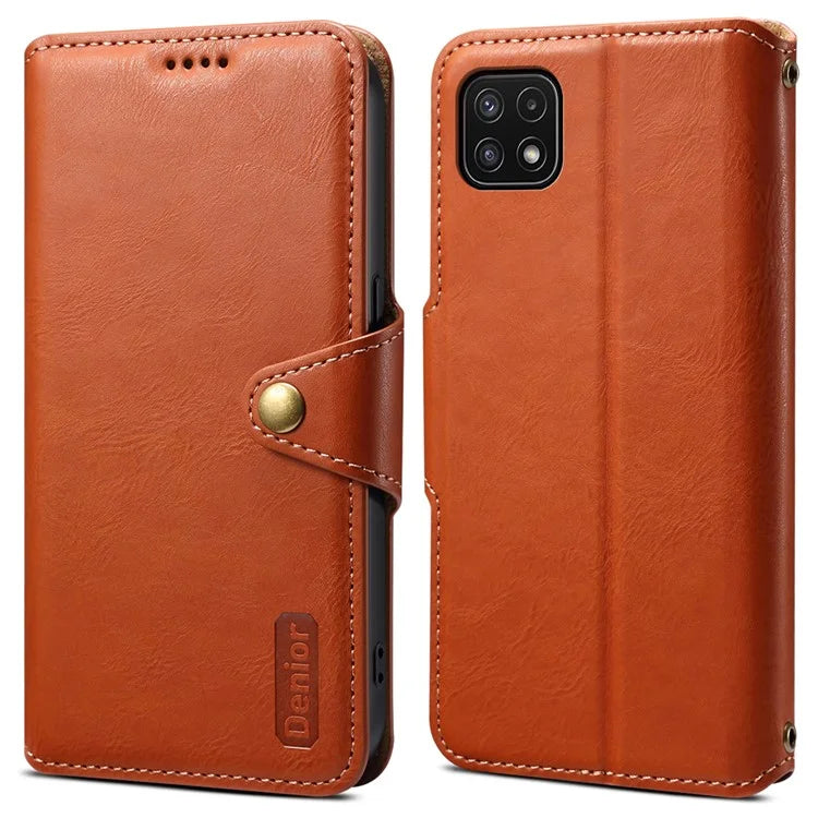 DENIOR For Samsung Galaxy A22 5G (EU Version) Wallet Case Stand Leather Phone Cover
