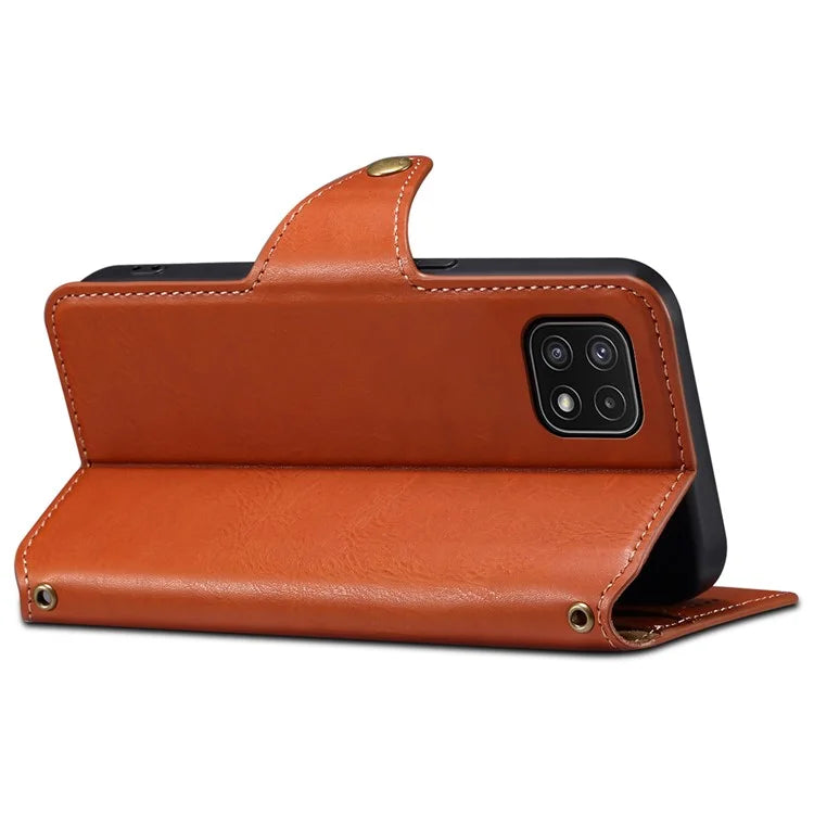 DENIOR For Samsung Galaxy A22 5G (EU Version) Wallet Case Stand Leather Phone Cover