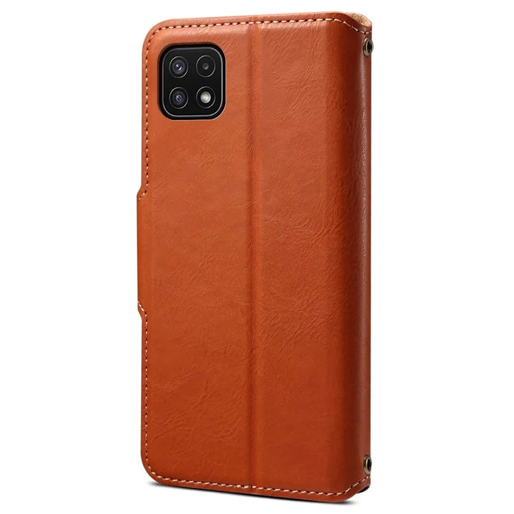 DENIOR For Samsung Galaxy A22 5G (EU Version) Wallet Case Stand Leather Phone Cover