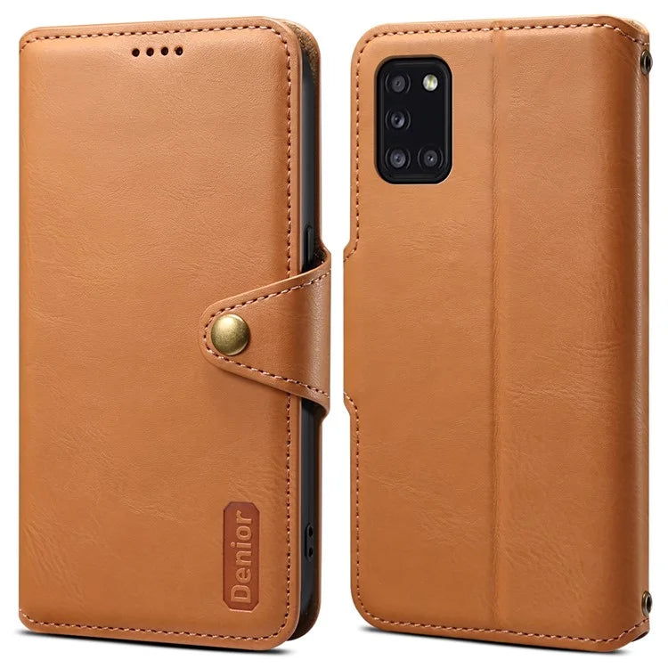 DENIOR For Samsung Galaxy A31 Case Cowhide Texture PU Leather Folio Flip Wallet Cover