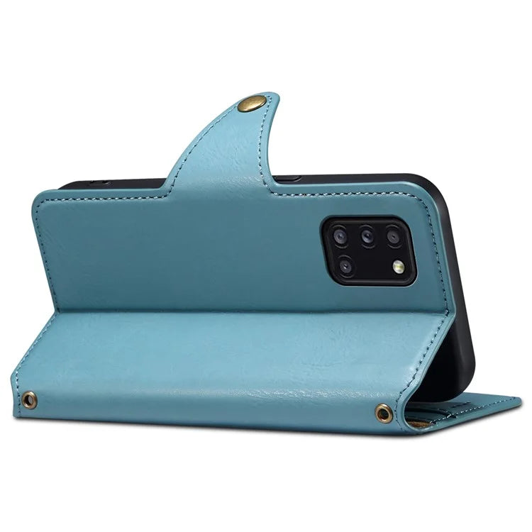 DENIOR For Samsung Galaxy A31 Case Cowhide Texture PU Leather Folio Flip Wallet Cover