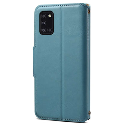 DENIOR For Samsung Galaxy A31 Case Cowhide Texture PU Leather Folio Flip Wallet Cover