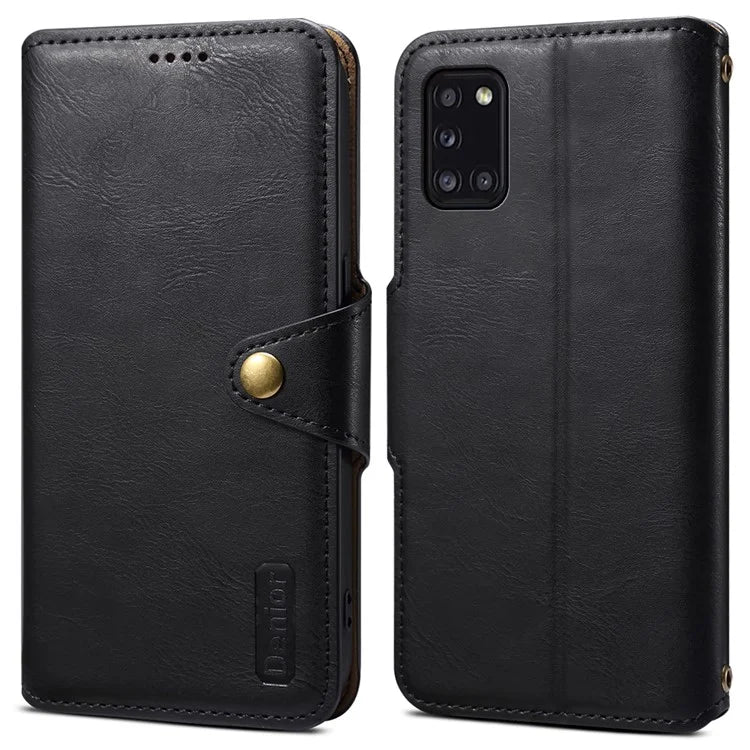DENIOR For Samsung Galaxy A31 Case Cowhide Texture PU Leather Folio Flip Wallet Cover