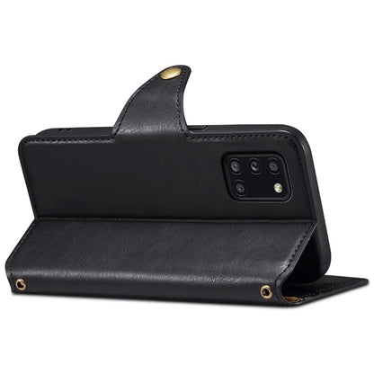 DENIOR For Samsung Galaxy A31 Case Cowhide Texture PU Leather Folio Flip Wallet Cover