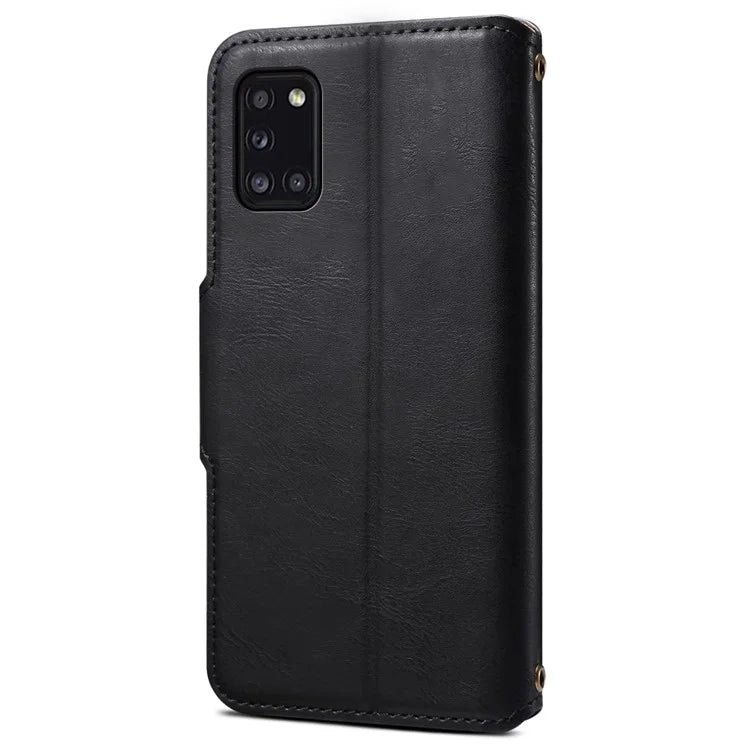 DENIOR For Samsung Galaxy A31 Case Cowhide Texture PU Leather Folio Flip Wallet Cover