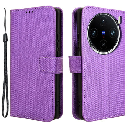 For vivo X100 Pro 5G Case Diamond Texture Leather Protective Phone Cover