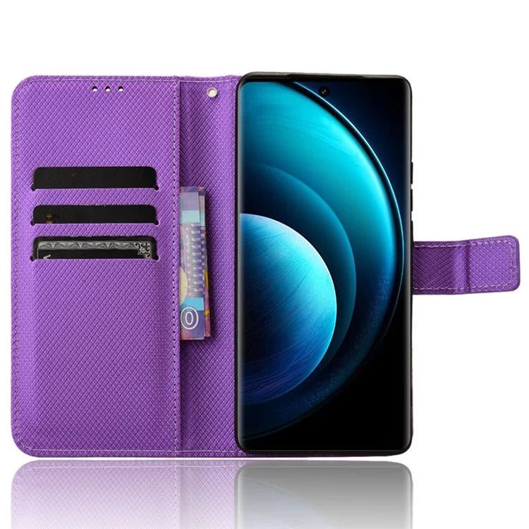 For vivo X100 Pro 5G Case Diamond Texture Leather Protective Phone Cover