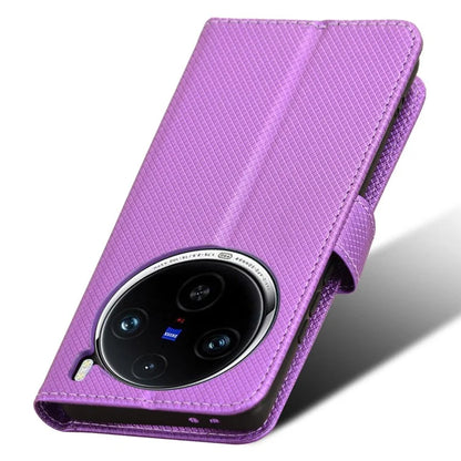 For vivo X100 Pro 5G Case Diamond Texture Leather Protective Phone Cover