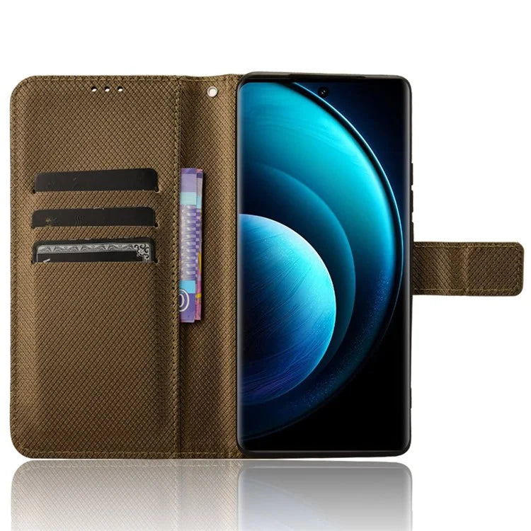 For vivo X100 Pro 5G Case Diamond Texture Leather Protective Phone Cover