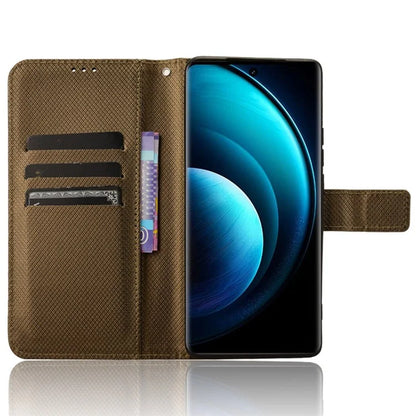 For vivo X100 Pro 5G Case Diamond Texture Leather Protective Phone Cover