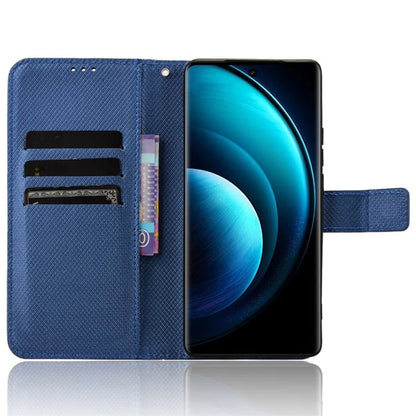 For vivo X100 Pro 5G Case Diamond Texture Leather Protective Phone Cover