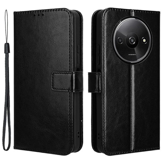 For Xiaomi Redmi A3 / Poco C61 4G Wallet Case Crazy Horse Texture Leather Phone Cover Viewing Stand