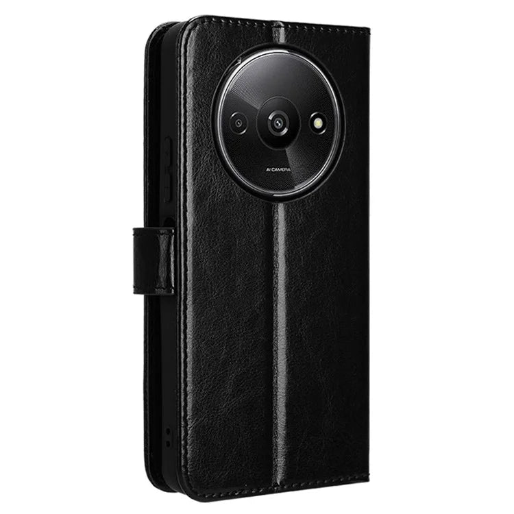 For Xiaomi Redmi A3 / Poco C61 4G Wallet Case Crazy Horse Texture Leather Phone Cover Viewing Stand