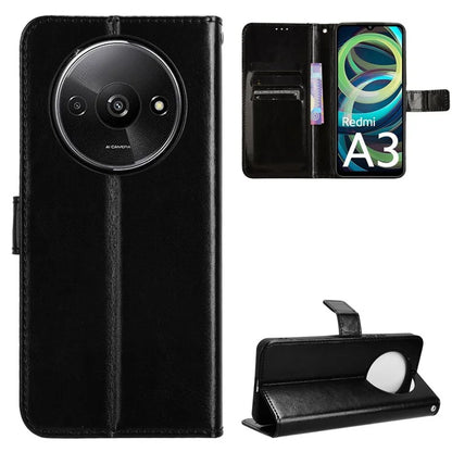 For Xiaomi Redmi A3 / Poco C61 4G Wallet Case Crazy Horse Texture Leather Phone Cover Viewing Stand