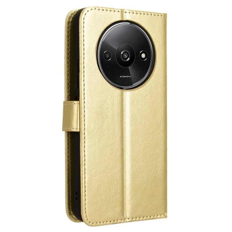 For Xiaomi Redmi A3 / Poco C61 4G Wallet Case Crazy Horse Texture Leather Phone Cover Viewing Stand