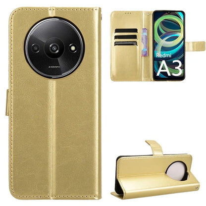 For Xiaomi Redmi A3 / Poco C61 4G Wallet Case Crazy Horse Texture Leather Phone Cover Viewing Stand