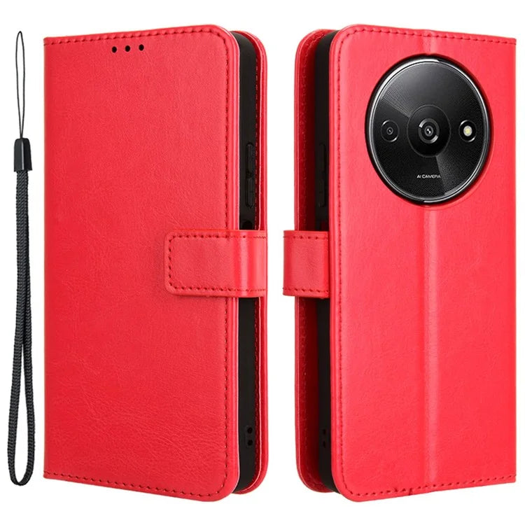 For Xiaomi Redmi A3 / Poco C61 4G Wallet Case Crazy Horse Texture Leather Phone Cover Viewing Stand