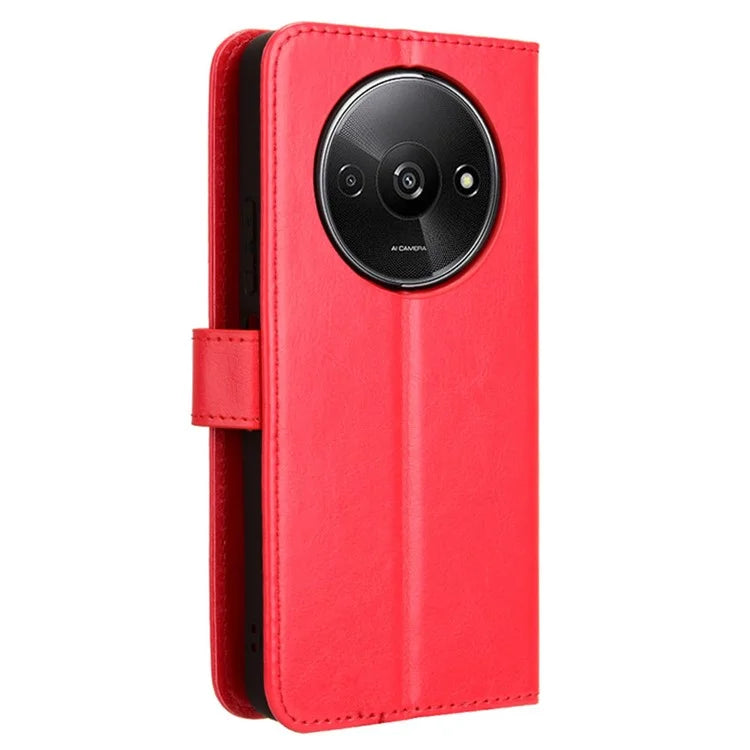 For Xiaomi Redmi A3 / Poco C61 4G Wallet Case Crazy Horse Texture Leather Phone Cover Viewing Stand