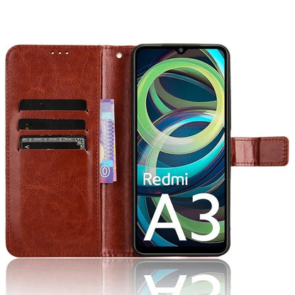 For Xiaomi Redmi A3 / Poco C61 4G Wallet Case Crazy Horse Texture Leather Phone Cover Viewing Stand