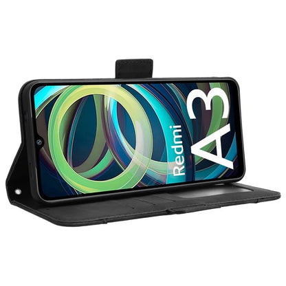 For Xiaomi Redmi A3 / Poco C61 4G Case with Multiple Card Holder Stand PU Leather Phone Cover