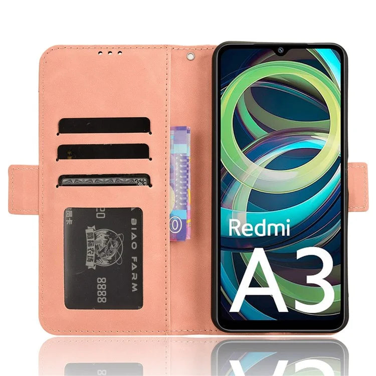 For Xiaomi Redmi A3 / Poco C61 4G Case with Multiple Card Holder Stand PU Leather Phone Cover