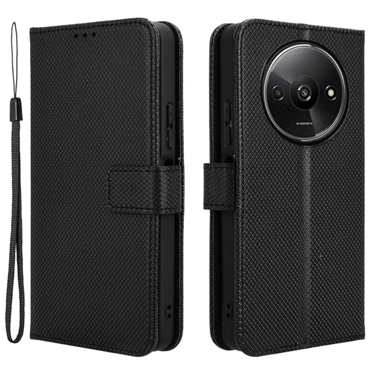 For Xiaomi Redmi A3 / Poco C61 4G Case Diamond Texture Flip Folio Leather Cell Phone Cover