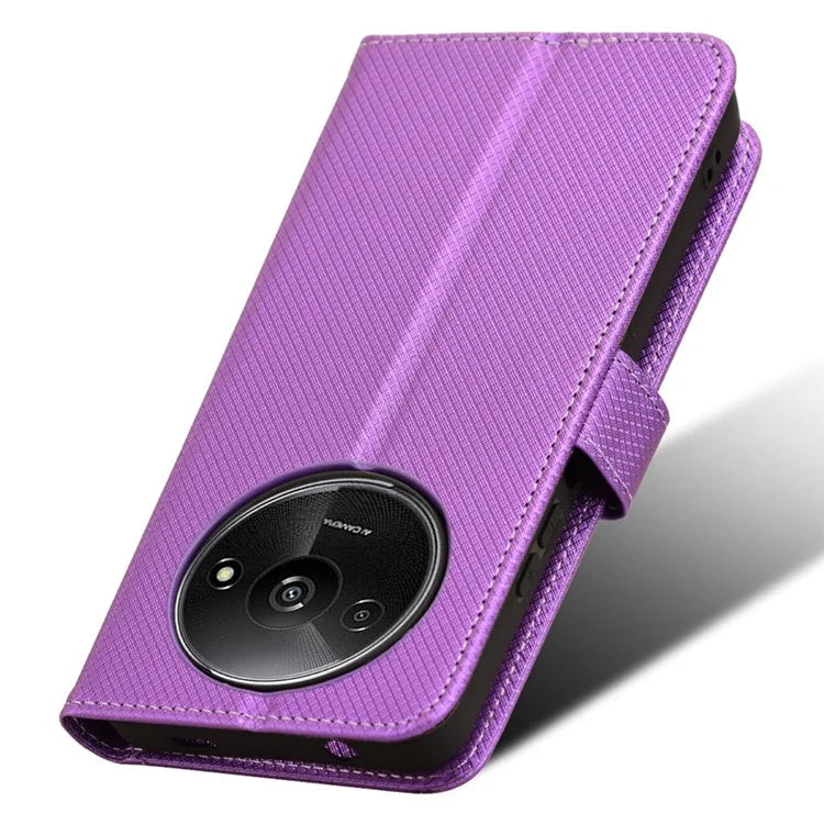 For Xiaomi Redmi A3 / Poco C61 4G Case Diamond Texture Flip Folio Leather Cell Phone Cover