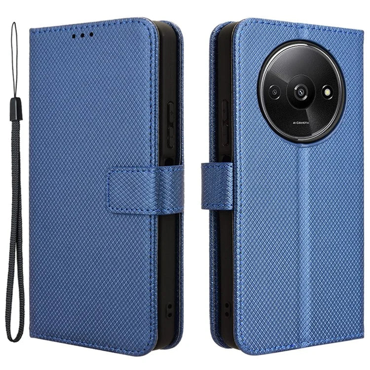 For Xiaomi Redmi A3 / Poco C61 4G Case Diamond Texture Flip Folio Leather Cell Phone Cover
