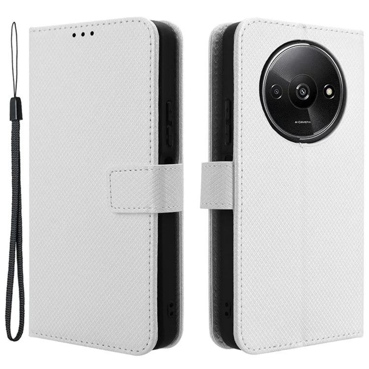 For Xiaomi Redmi A3 / Poco C61 4G Case Diamond Texture Flip Folio Leather Cell Phone Cover