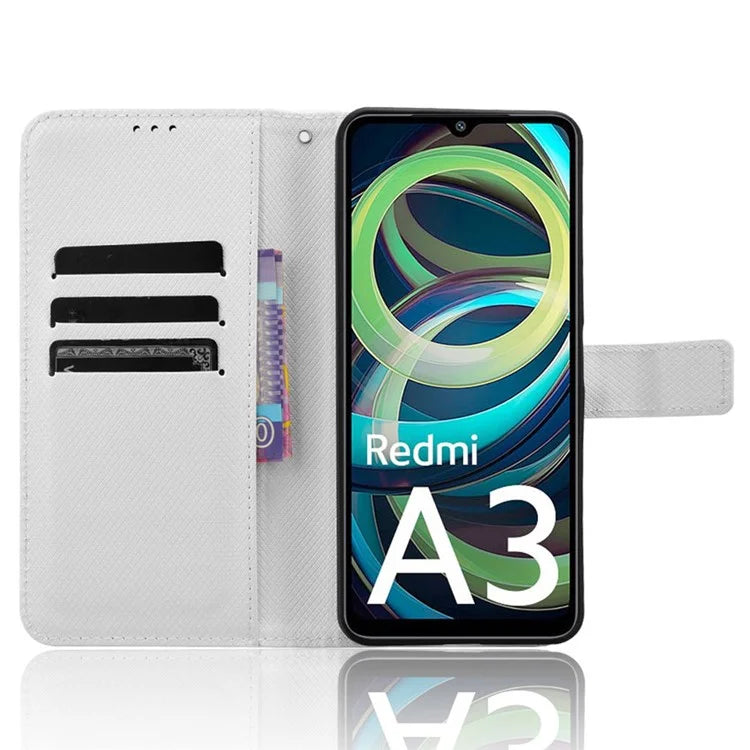 For Xiaomi Redmi A3 / Poco C61 4G Case Diamond Texture Flip Folio Leather Cell Phone Cover