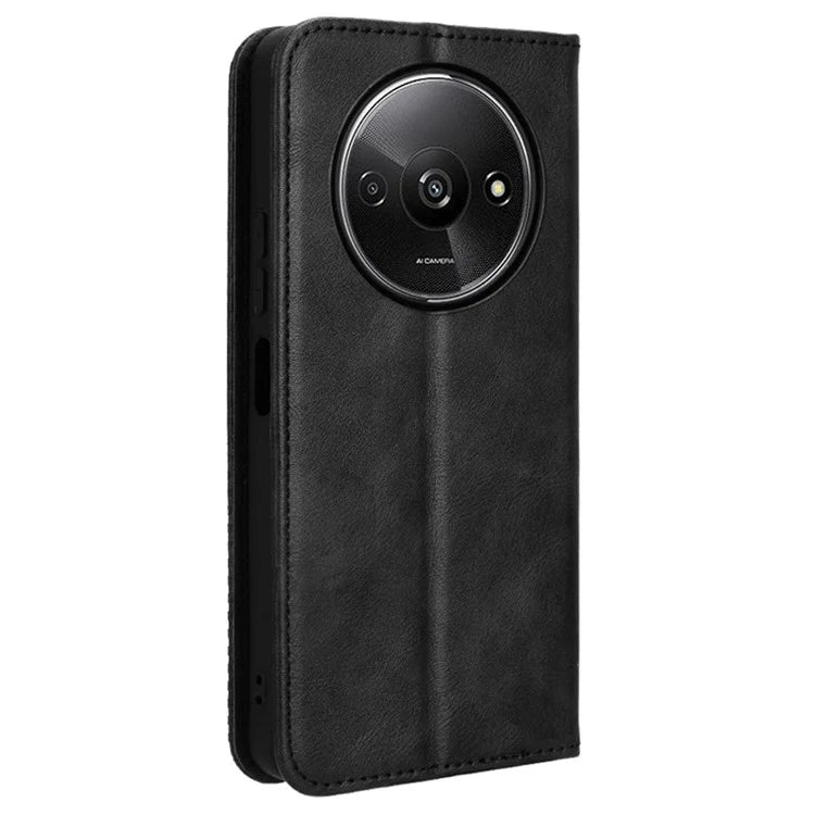 For Xiaomi Redmi A3 / Poco C61 4G Vintage Leather Case Folio Flip Wallet Phone Cover