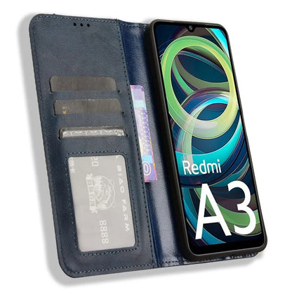 For Xiaomi Redmi A3 / Poco C61 4G Vintage Leather Case Folio Flip Wallet Phone Cover