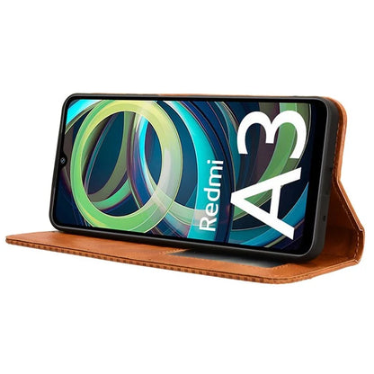 For Xiaomi Redmi A3 / Poco C61 4G Vintage Leather Case Folio Flip Wallet Phone Cover