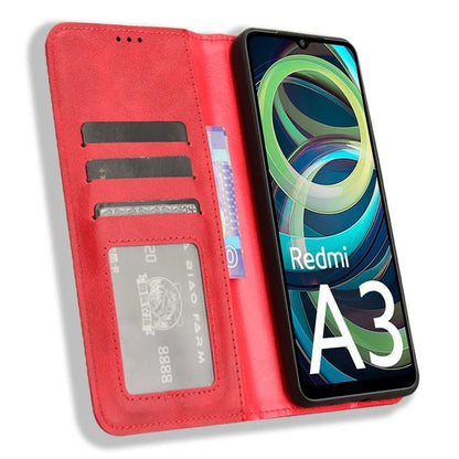 For Xiaomi Redmi A3 / Poco C61 4G Vintage Leather Case Folio Flip Wallet Phone Cover