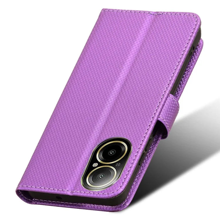 For Realme C67 4G Case Diamond Texture Leather Folio Stand View Cover with Strap