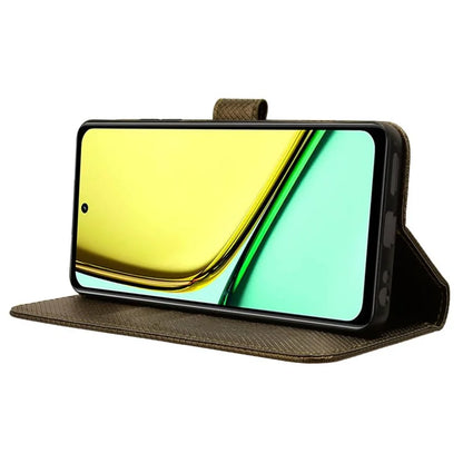 For Realme C67 4G Case Diamond Texture Leather Folio Stand View Cover with Strap