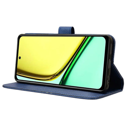 For Realme C67 4G Case Diamond Texture Leather Folio Stand View Cover with Strap