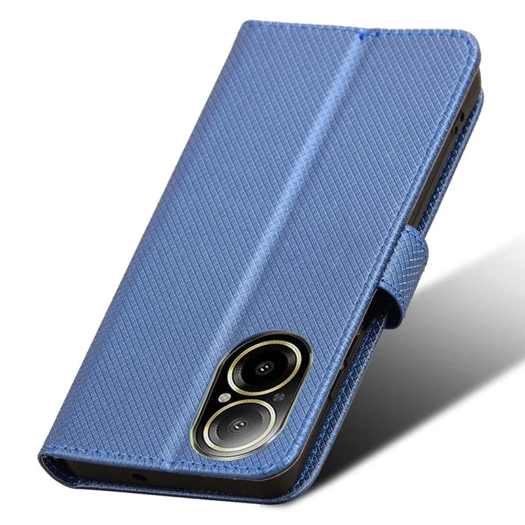 For Realme C67 4G Case Diamond Texture Leather Folio Stand View Cover with Strap