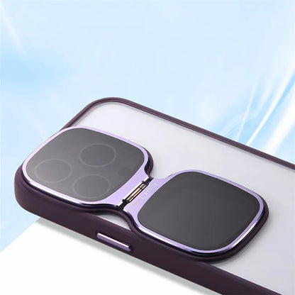 For iPhone 15 Pro Max Clear Case TPU+Acrylic Folded Kickstand Phone Cover