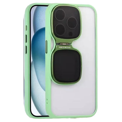 For iPhone 15 Pro Max Clear Case TPU+Acrylic Folded Kickstand Phone Cover