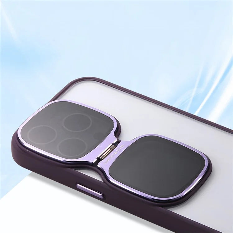 For iPhone 15 Pro Max Clear Case TPU+Acrylic Folded Kickstand Phone Cover
