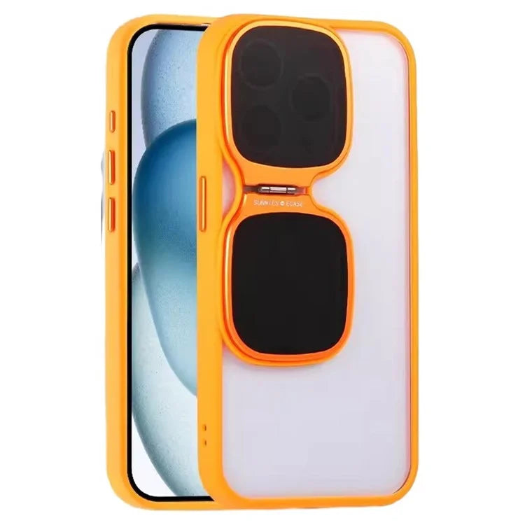 For iPhone 15 Pro Cell Phone Case TPU+Acrylic Drop-resistant Back Cover with Kickstand